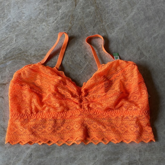 VICTORIA’S SECRET Bralette - Neon Orange - Lace Mesh Bralette - NWT - Size M - Picture 2 of 7